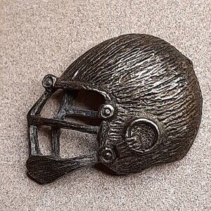 Vintage textured Football Helmet  metal lapel tie- tac pin Gold/Brass-Tone